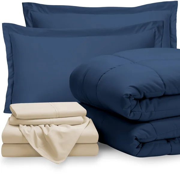 Bare Home Bed-in-a-Bag Down Alternative Comforter & Sheet Set - Comforter Set: Grey - Sheet Set: White - Twin XL