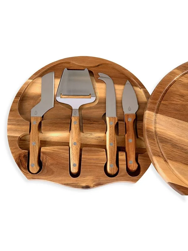 Toscana Monogram Circo Cheese Cutting Board Tools Set - Brown-M