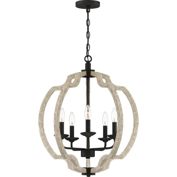 Quoizel Castleton Weathered Black with Faux Light Distressed Wood Farmhouse Geometric Medium (10-22-in) Pendant Light, LWS4314A