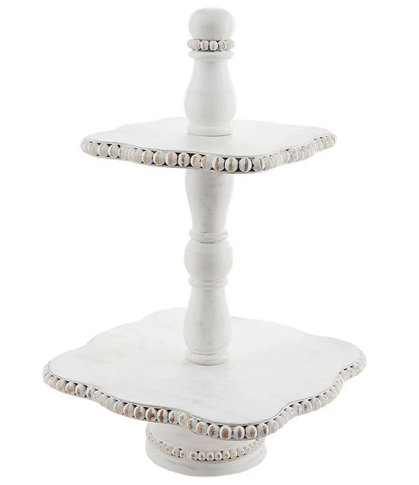 White Beaded Tiered Server