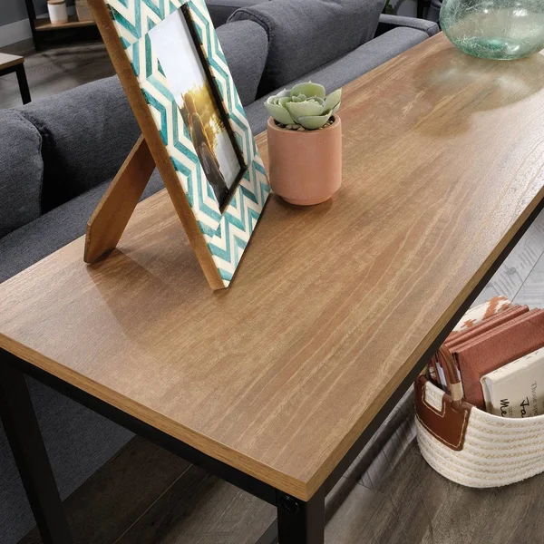 Sauder North Avenue Narrow Metal Console Table in Sindoori Mango