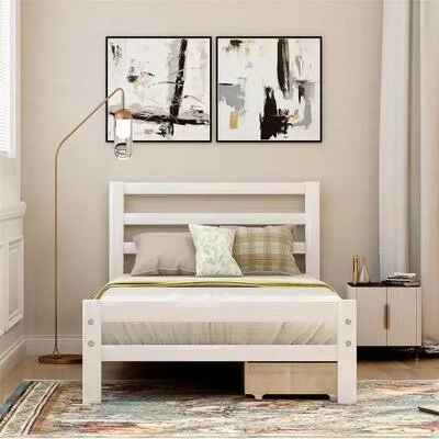 Kinslei Twin Low Profile Storage Platform Bed Latitude Run Size: Twin, Color: White