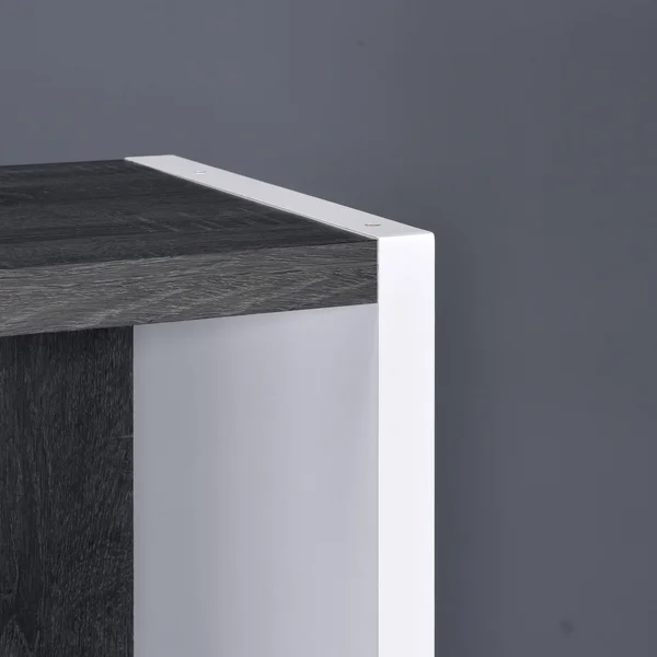 Versatile Six Shelf White and Gray Cubby Bookshelf - Black Brown