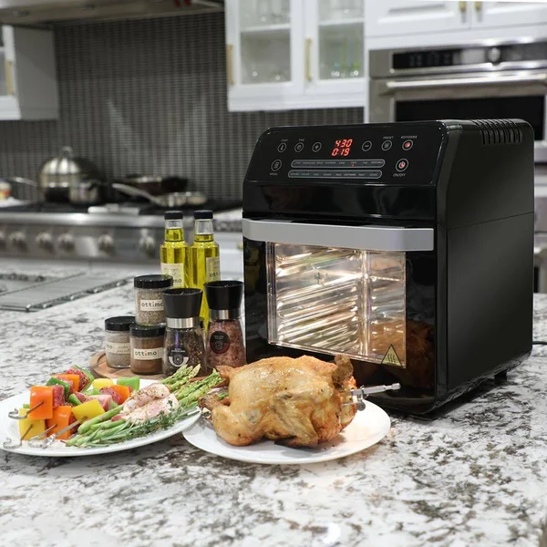 Barton Premium 1600W Electric Air Fryer Oven Cooker 16-Function Menu Setting LCD Display Black 99931W