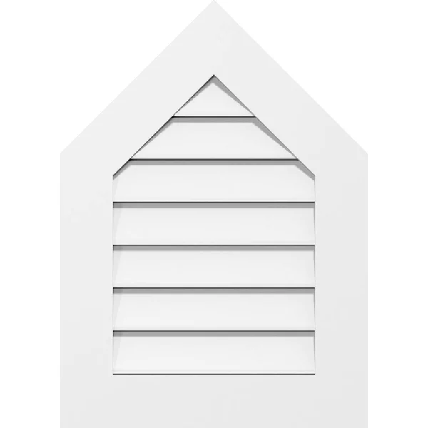 Ekena Millwork GVPPE12X3801SF-14 12x22W x 38x22H Peaked Top Surface Mount PVC Gable Vent 14/12 Pitch: Functional - w/ 3-1/2x22W x