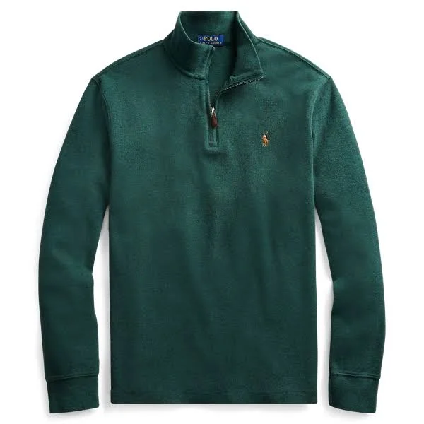 Ralph Lauren Men's Estate-Rib Quarter-Zip Pullover - Size 1x Big in Scotch Pine Heather