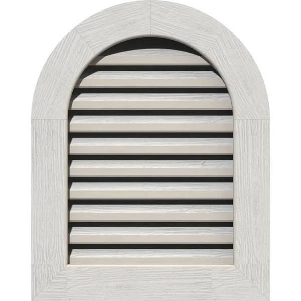 Ekena Millwork GVWRT18X2201RFPWR 18x22W x 22x22H Round Top Gable Vent (23x22W x 27x22H Frame Size): Primed - Functional, Rough Sa