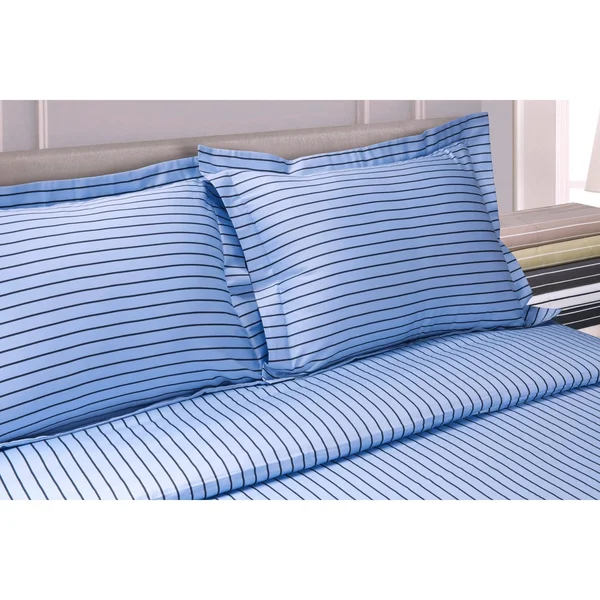 Superior 600 Thread Count Bahama Stripe Cotton Blend Duvet Cover Set Taupe/White Stripes 3 Piece Queen, Full - Queen, Full