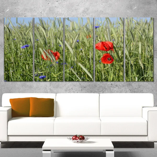 Design Art 'Rural Landscape with Red Poppies' Photographic Print on Wrapped Canvas