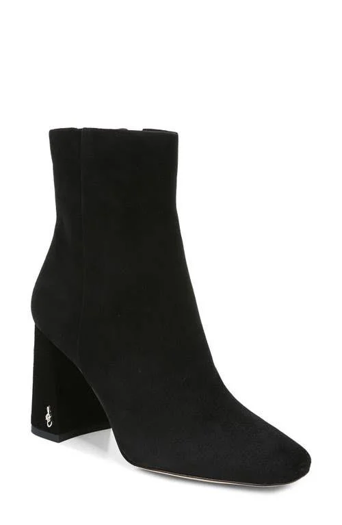 Sam Edelman Codie Square Toe Bootie, Size 10.5 in Black Suede at Nordstrom