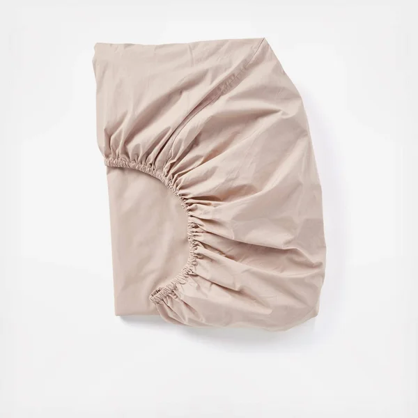 Coyuchi, 300 Thread Count Organic Percale Fitted Sheet Queen Quartz