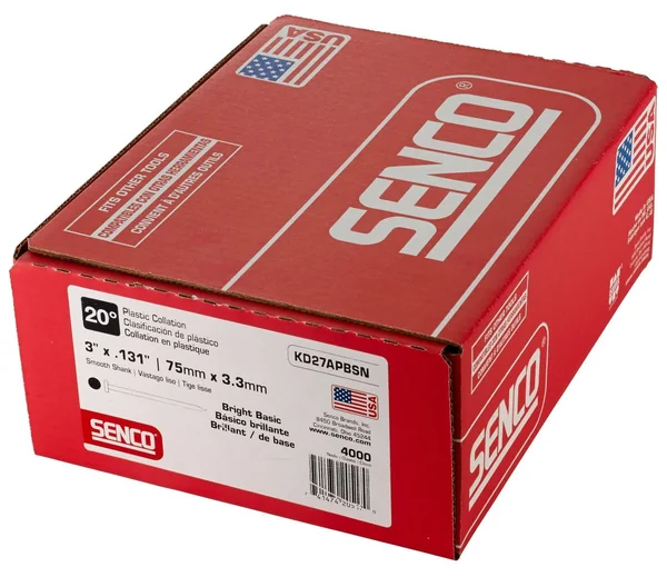 Senco Kd27apbsn 3 inch 20 Angled Strip Full Round Head Smooth Shank Plastic Collated Bright Basic Nails 4000 Count