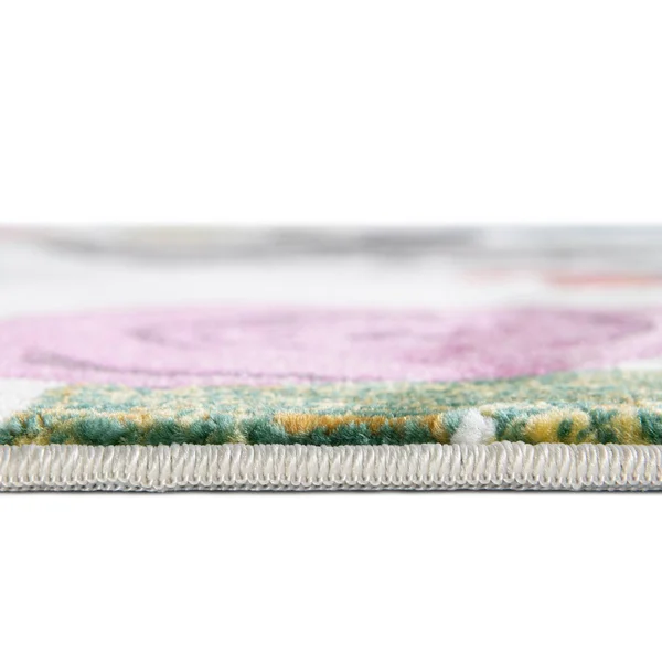 Unique Loom Blossom Bright Colors Area Rug 10' x 10' Square Ivory/Pink
