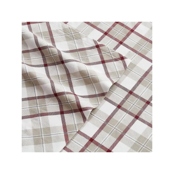 London Fog Cotton Flannel Sheet Set, Full, Tan Plaid