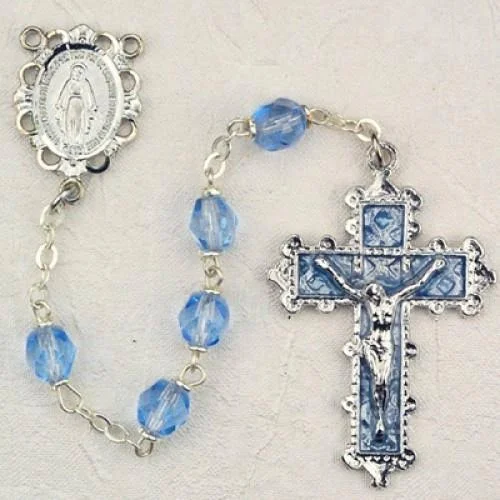 6mm Zircon Light Blue Rosary