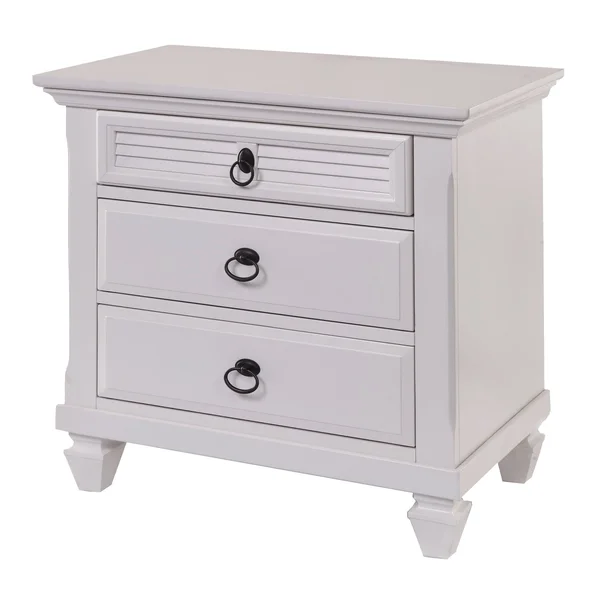 Saltoro Sherpi 28 inch Wooden Nightstand with Three Drawers, White