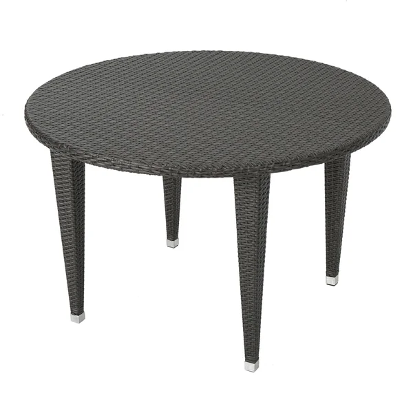 Dunedain Outdoor Round Wicker Dining Table - Gray - Grey