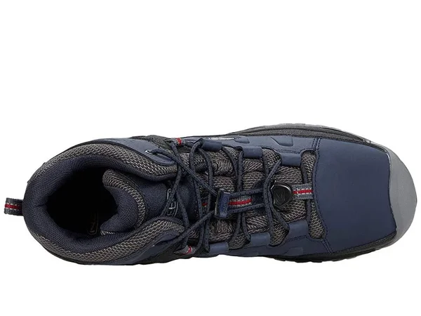 Keen Youth Targhee Mid Waterproof Shoe - 4 - Blue Nights - Red Carpet