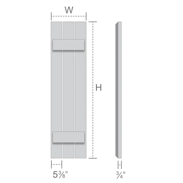 23x22W x 50x22H TimberCraft Four 5 3/8x22 Boards Spaced Board-n-Batten Shutters w/Z-Bar, Rough Sawn Western Red Cedar (Per Pair)
