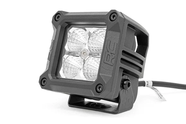 Rough Country 2-Inch Square Cree LED Lights-(Pair Chrome Series w/Amber DRL)