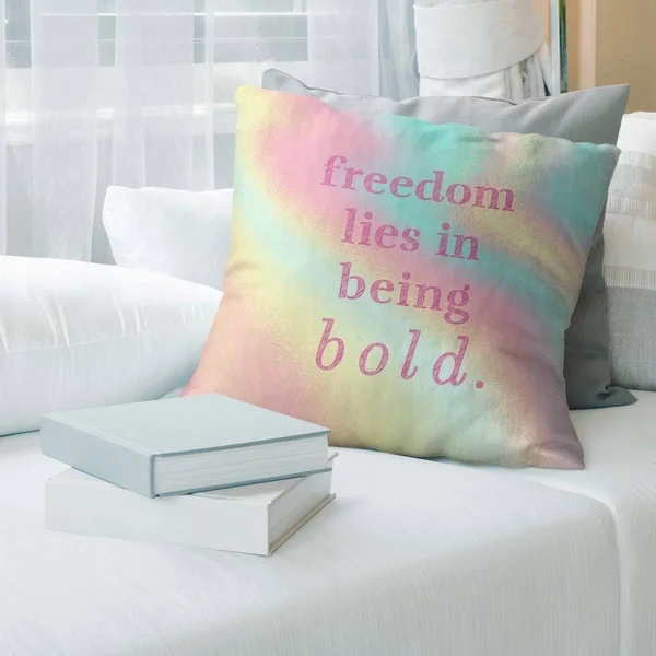 Quotes Multicolor Background Be Bold Inspirational Quote Pillow-Faux Suede - 20 x 20 - Square - Zipper Closure - Large - Removab