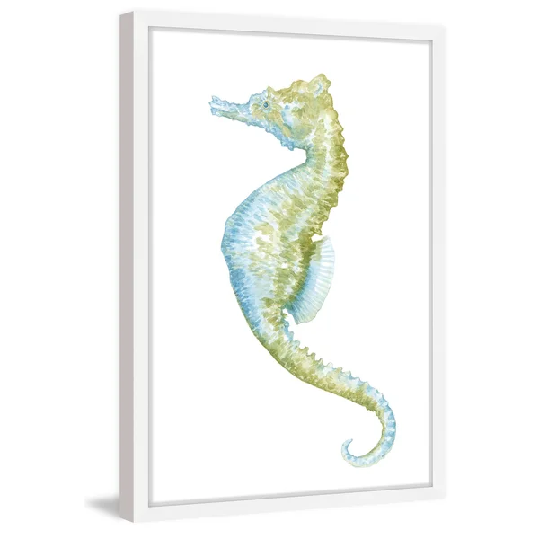 Marmont Hill Watercolor Seahorse II Framed Painting Print, White