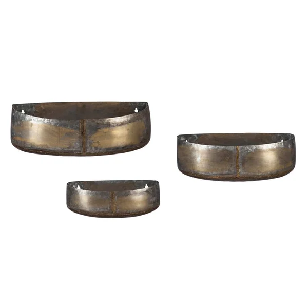 Plow & Hearth Rustic Metal Wall Planters - Set of 3