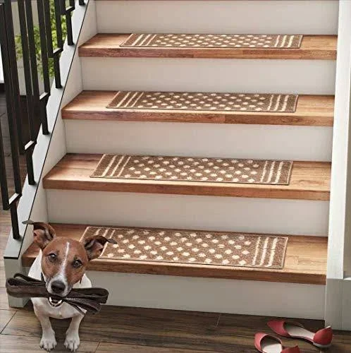 Sofia Rugs Shaggy Stair Treads - Light Polkadot - Carpet Runner Strips for Stair - New
