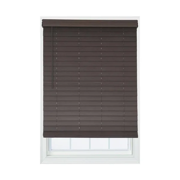 Allen + Roth 2.5-in Slat Width 23.5-in x 72-in Cordless Brown Faux Wood Room Darkening Horizontal Blinds, DFHSC2472-23.5