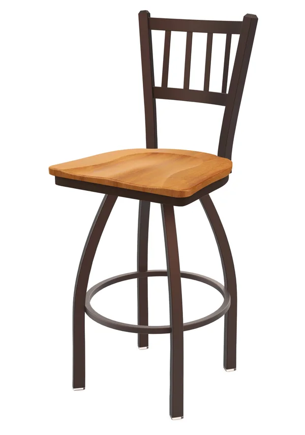 Holland Bar Stool 810 Contessa 25x22 Swivel Counter Stool with Bronze Finish and Medium Maple Seat