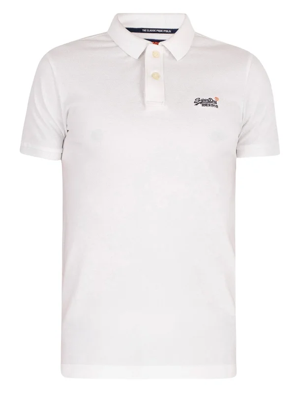 Superdry Organic Cotton Classic Pique Polo Shirt - White - Polo Shirts
