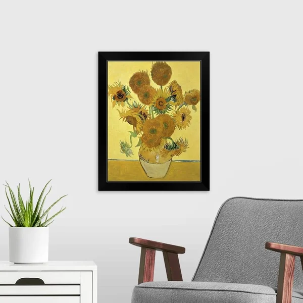 Sunflowers - 1888, Black Framed Wall Art, 16x20, Great Big Canvas
