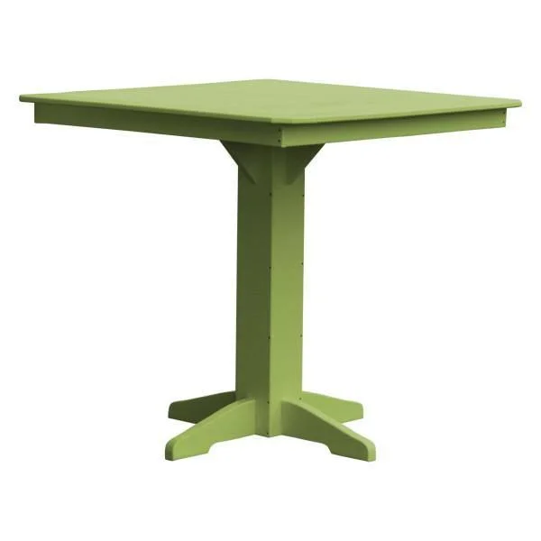 Recycled Plastic Square Bar Table 44x22 - Tropical Lime, Without Umbrella Hole