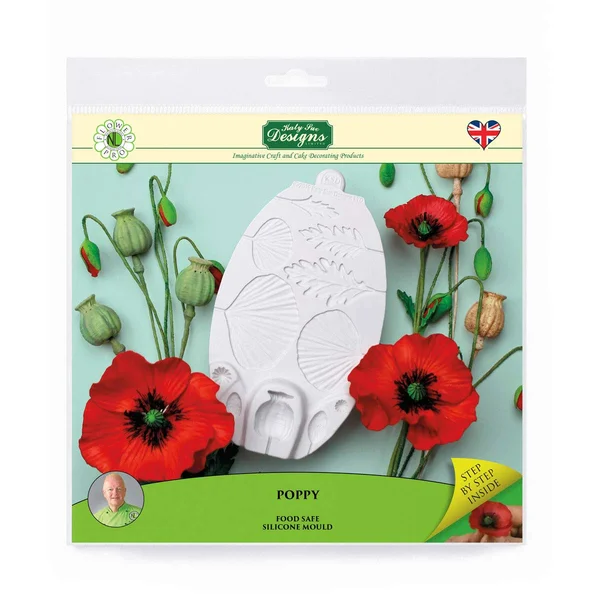 Katy Sue Poppy Silicone Sugarpaste Icing Mould, Flower Pro by Nicholas Lodge for Cake Decorating, Crafts, Cupcakes, Sugarcraft
