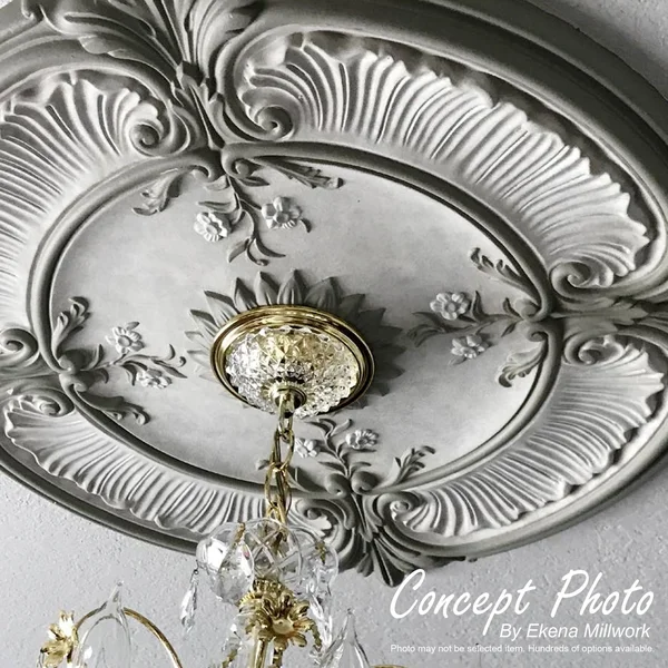 26x22OD x 1 1/2x22P Traditional with Acanthus Leaves Ceiling Medallion Mississippi Mud Crackle Finished