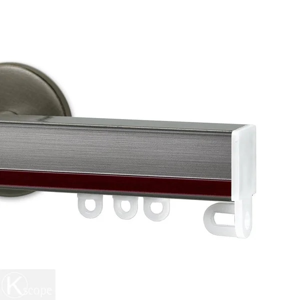 Art Decor Nexgen 48 in. Non-Adjustable Single Traverse Window Curtain Rod Set in Antique Silver with Rouge Applique
