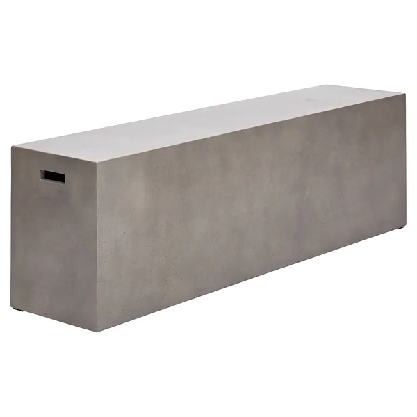 Lydia Modern Classic Grey Concrete Outdoor Bench, Dark Grey, Stone/Concrete, Kathy Kuo Home