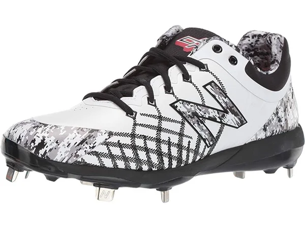 New Balance Men's 4040v5 Low Metal Baseball Cleats in White/Camo (8.5)