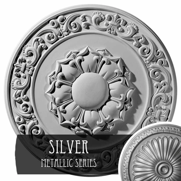 27 3/4x22OD x 2x22P Sydney Ceiling Medallion (Fits Canopies Up to 5 3/4x22) - Hand-Painted Silver