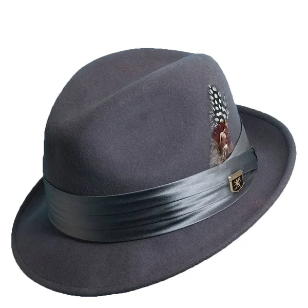Men's Stacy Adams Crushable Wool Felt Fedora Hat: Size: XL Gray