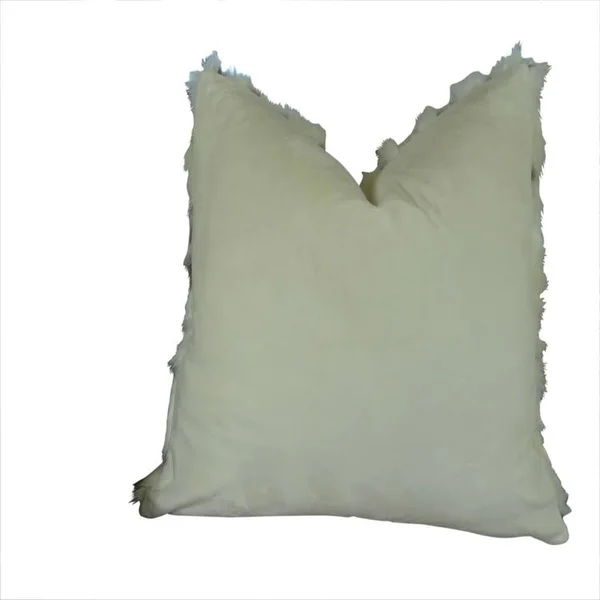 Plutus Ivory Rabbit Fur Handmade Throw Pillow Double Sided 16x22 x 16x22