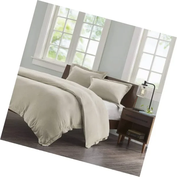 INK+IVY II12-677 Jersey Cotton Duvet Cover Mini Set King Natural