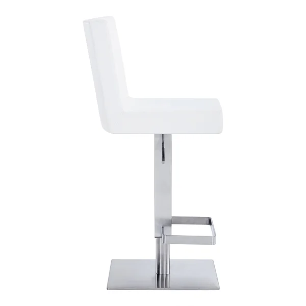 Leatherette Swivel Barstool with Adjustable Height - White