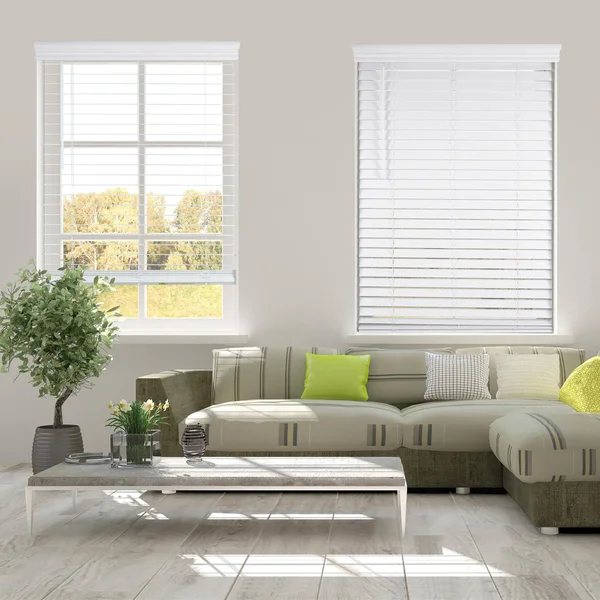 Arlo Blinds White Cordless Faux Wood Blinds with 2 in. Slats 70.25 in. W x 73 in. L