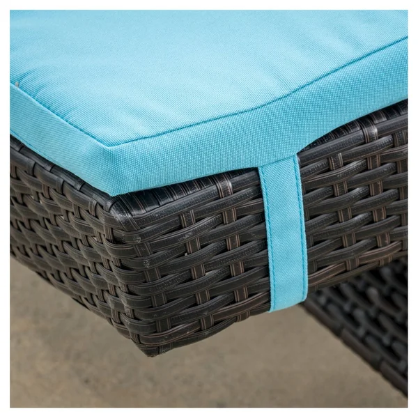 Luana Wicker 3 Piece Chaise Lounger Set Blue
