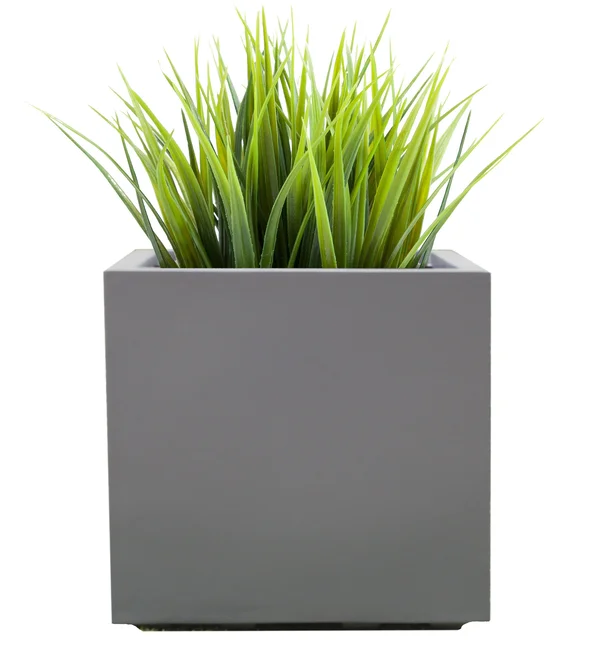 Seeley Cube Planter Modern Indoor Outdoor Square Fiberglass - NMN Designs Med - 14x22L x 14x22W x 14x22H, Gray