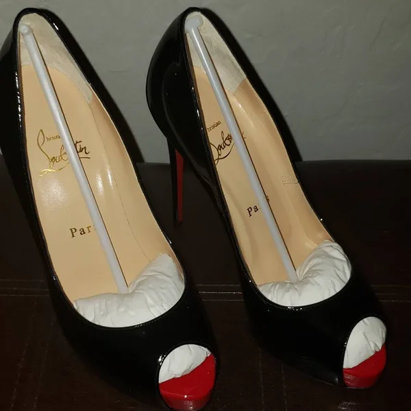 Christian Louboutin New Very Prive 120 Black/Red Patent Leather - Women Shoes