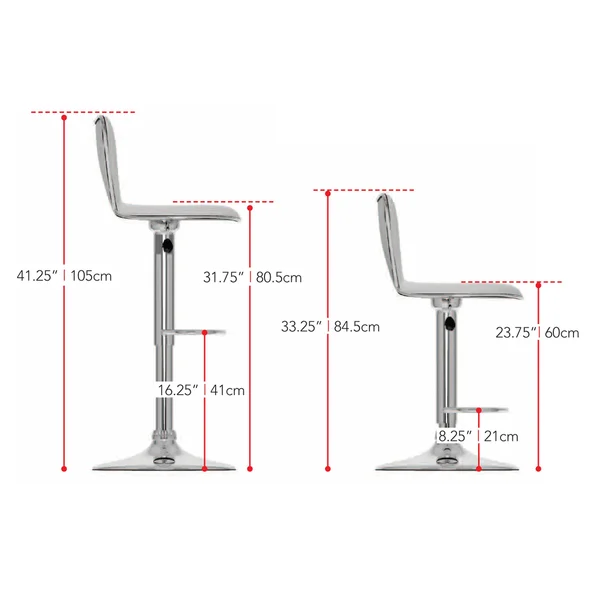 CorLiving Tall Curved Back Adjustable Bar Stool - Set of 2 White