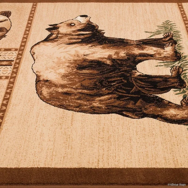 Allstar Rugs Allstar Berber Woven Soft Traditional Southwest Bear Theme Rug - 5& 2x22 x 7& 2x22