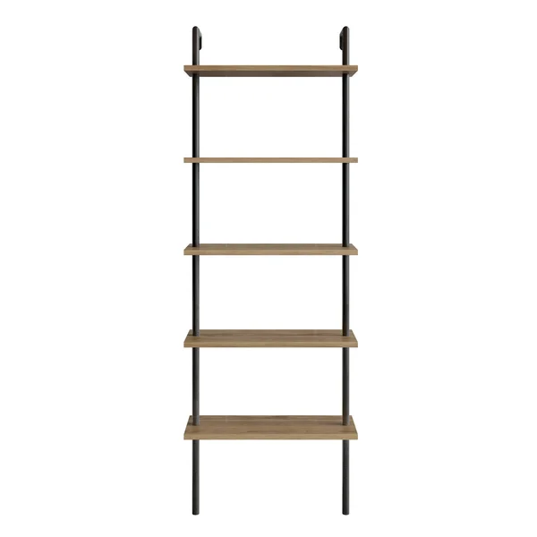 Decorotika Paula 68&& Tall Metal Wood Accent Ladder Bookcase - Black & Oud Oak